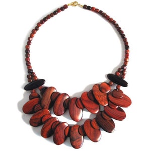 Boho Necklace Wood Necklace Handmade Necklace Natural Rosewood Jewelry gift for her
