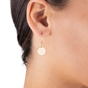 Gold Circle Earrings Gold Drop Earrings Gold Coin Earrings Gold Disc Earrings Small Gold Earrings Elegant Simple Earrings Gifts For Her