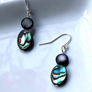 Abalone Earrings Abalone Shell Drop Earrings Abalone Jewelry Handmade Earrings Shell Jewelry Elegant Earrings Sterling Silver Shell Earrings