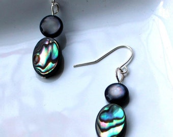 Abalone Earrings Abalone Shell Drop Earrings Abalone Jewelry Handmade Earrings Shell Jewelry Elegant Earrings Sterling Silver Shell Earrings