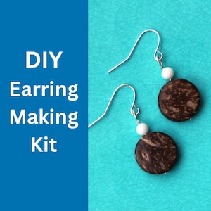 DIY Earring Making Kit Mother of Pearl and Coconut Earrings Earring Materials Make Your Own Earrings Sterling Silver or Gold Boho Earrings