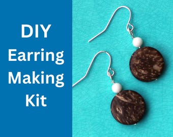 DIY Earring Making Kit Mother of Pearl and Coconut Earrings Earring Materials Make Your Own Earrings Sterling Silver or Gold Boho Earrings