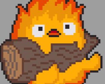 Motif de couverture au crochet inspiré de la Calcifer | Thème Ami enflammé | Téléchargement numérique