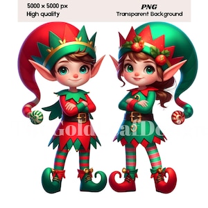 Christmas Elf, Elves Clipart, Christmas Elves, Boy and Girl Elf Png, Festive Elf Graphics, Christmas Printables, Digital Downloads, PNG