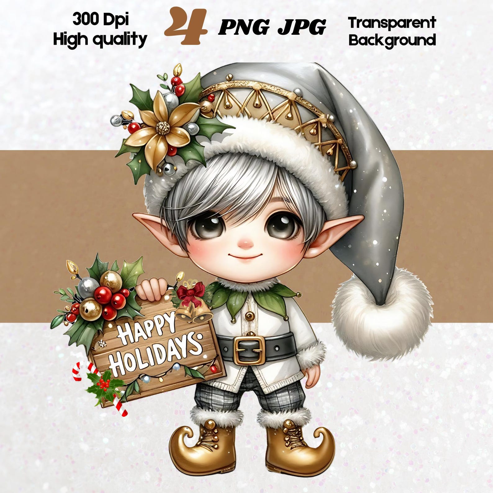 Christmas Elf Clipart, Holiday PNG Graphics (digital Download) - Etsy