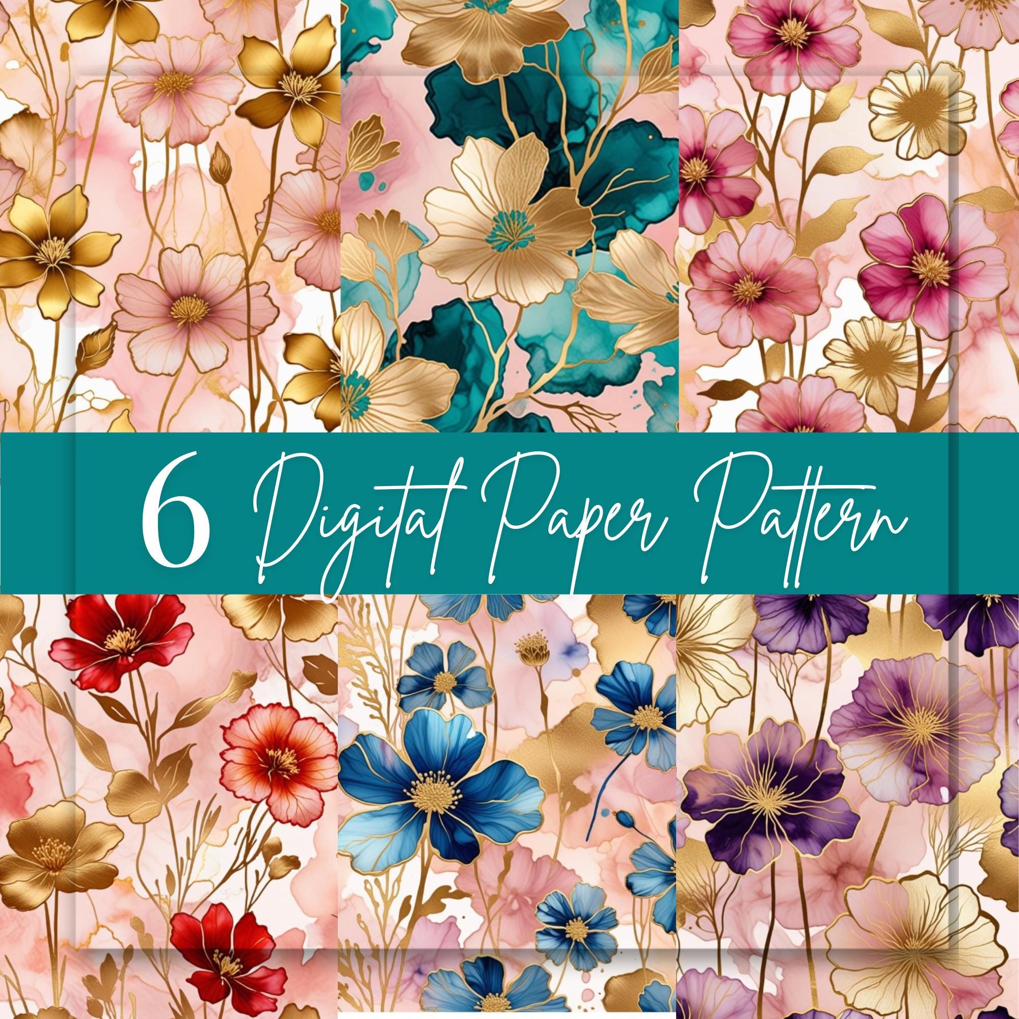 Floral Wallpaper Printable, Flower Wall Art, Digital Paper, Collage ...