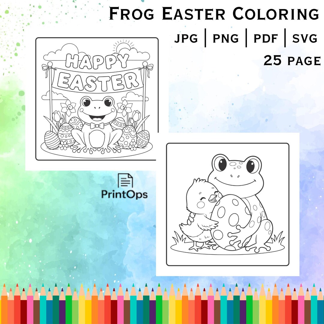 Frog Easter Coloring Book Printable | Spring Egg Pages | Instant ...