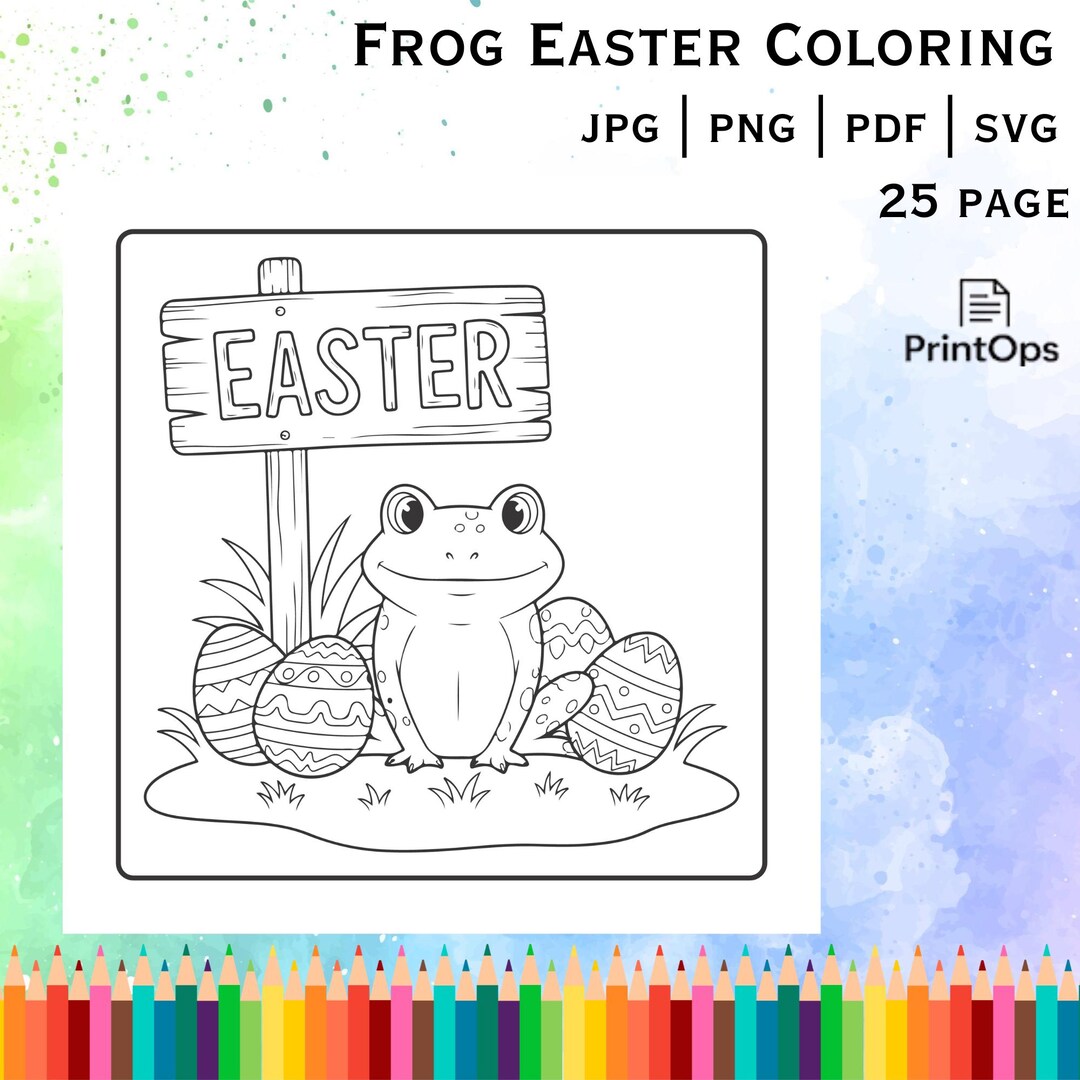 Frog Easter Coloring Book | Egg Spring Pages | Instant Download ...