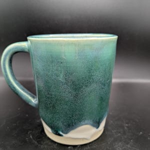 Handmade drippy glaze green mugs