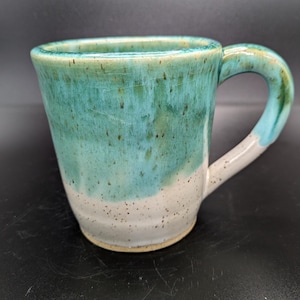 Handmade drippy glaze green mugs
