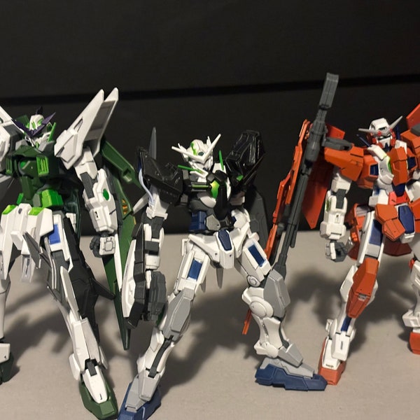 Gundam 00 Exia, Dynames, Kyrios Gunpla custom model kit