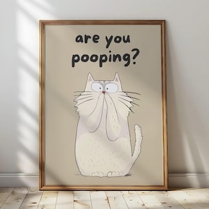 Badezimmer Katze Sind Sie Pooping Druck Für Toilette Wand Kunst Druck Vintage Katze Druck Maximalist Wand Kunst Badezimmer Dekor Lustiges Toiletten Poster