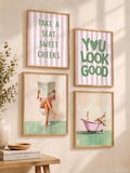 Funny Bathroom Wall Art 4 Set, Take a Seat Sweet Cheeks Print, You Look Good Poster, Pink Bathtub Decor, Bathroom Gallery (Digital Download) product logo