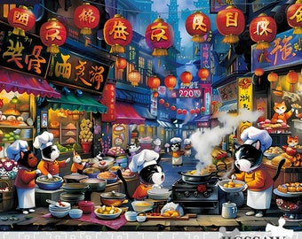 Puzzle « Des chats dans le quartier chinois » (120 252 pièces)