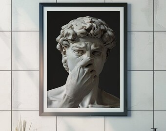Funny Bathroom Wall Art David Statue, Classic Wall Art, Decor