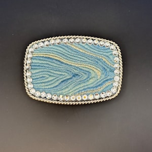 Blue Belt Buckle with Crystal Rhinestone Surround