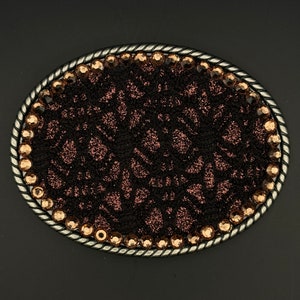 Copper Crush Women&#39;s Belt Buckle with Topaz Rhinestone Surround