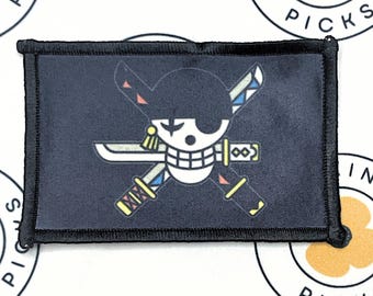 One Piece Anime Zoro Jolly Roger 2x3 Morale Patch with Adhesive or hook and loop backing
