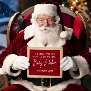 Christmas Pregnancy Announcement Santa I&#39;ll Be Home for Announcement Holiday Digital Baby Announcement Editable Template Instant Download