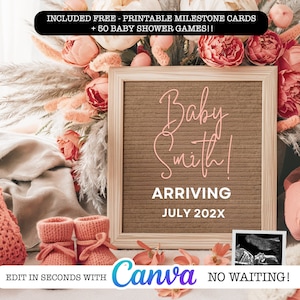 Rose Floral Pregnancy Announcement, Digital Spring Boho Baby Announcement, Gender Neutral, Social Media Instagram Baby Reveal