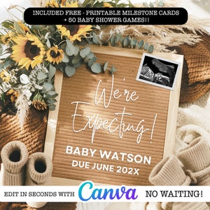 Zonnebloem zwangerschapsaankondiging, digitale lente boho babyaankondiging, genderneutrale zonnebloem baby, sociale media Instagram baby onthullen