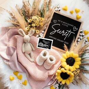 Sunflower Baby Girl Pregnancy Announcement Digital Baby Announcement Girl Pink Gender Reveal Social Media Editable Template Its a Girl