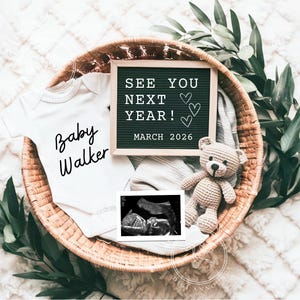 Ci vediamo l'anno prossimo Annuncio di gravidanza - Digitale 2026 Nuovo anno Bambino Genere neutro Boho Instagram, modificabile Social media Facebook