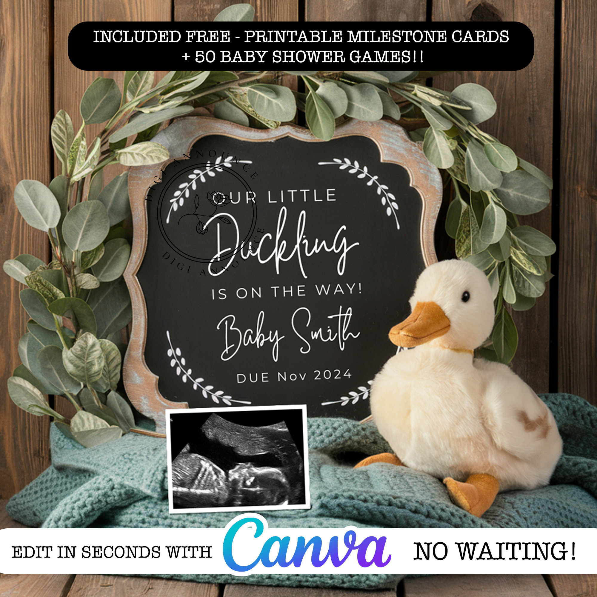 Duck Pregnancy Announcement Editable Template, Our Little Duckling Duck  Gender Neutral Social Media Digital Baby Announcement - Etsy Norway, image size:2000x2000
