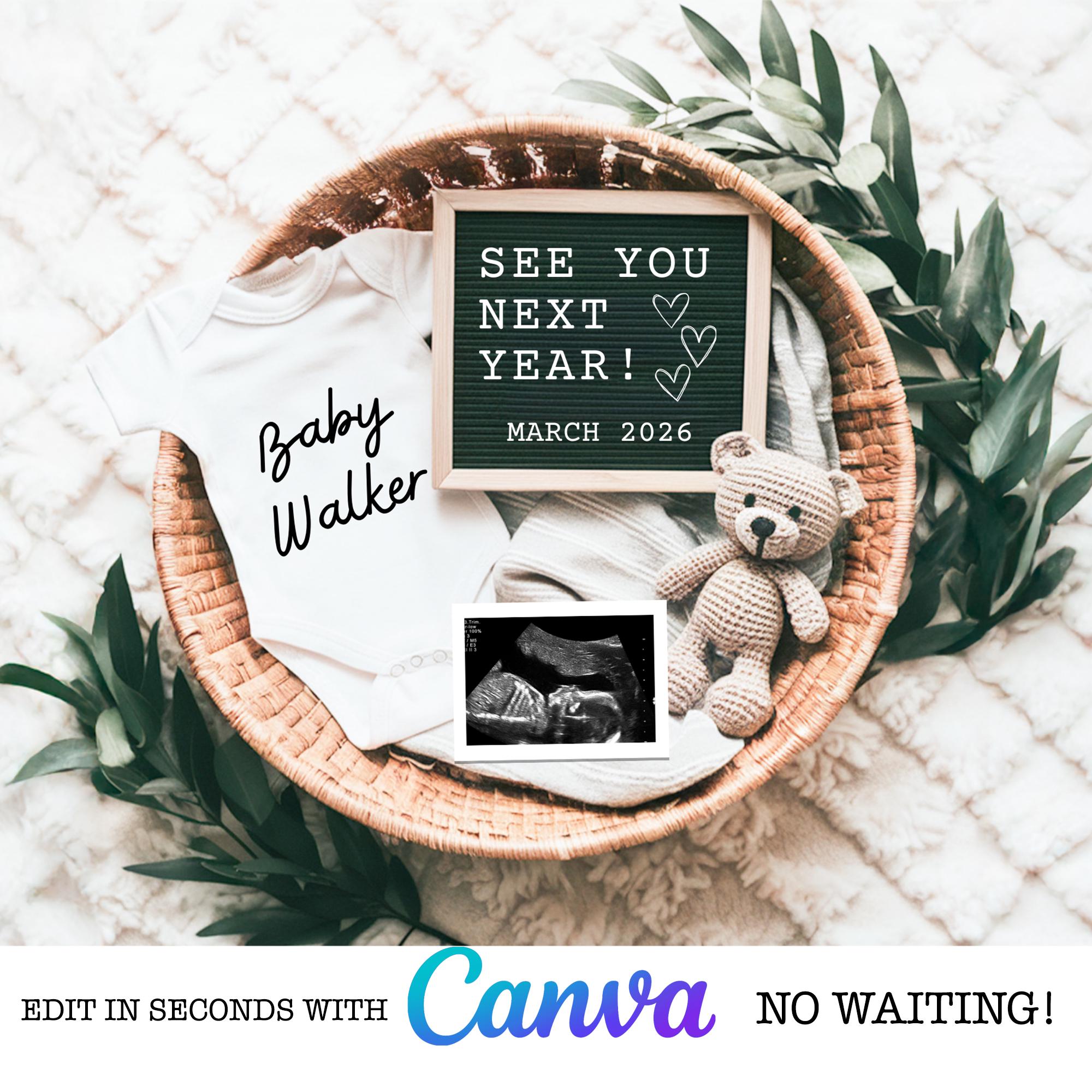 2026 New Year Pregnancy Announcement: Gender Neutral Boho (digital) - Etsy, image size:2000x2000