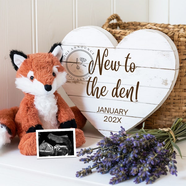 Annuncio di gravidanza di Woodland Fox: rivelazione del sesso del bambino, modello modificabile (download digitale)