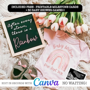 Rainbow Baby Pregnancy Announcement, Editable Digital Template, Gender Neutral Baby Reveal, Instagram Facebook Social Media Announcement
