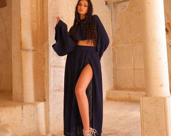 High Slit Goddess Skirt Suit,Gothic Clothes,Gothic Skirt Long,Bohemian Maxi Skirt,Cleopatra Costume,Athena Costume,Boho Rave Outfit