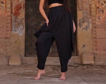 Organic Cotton Harem Pants, Boho Yoga Outfit,Festival Clothing,Bohemian Shalwar,