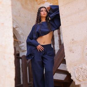 Navy Blue Wide Sleeve Boho Blouse,Tribal Top Women,Bohemian Wrap Cover Up,Bell Sleeve Crop Top,Goddess Top,Boho Wrap Top
