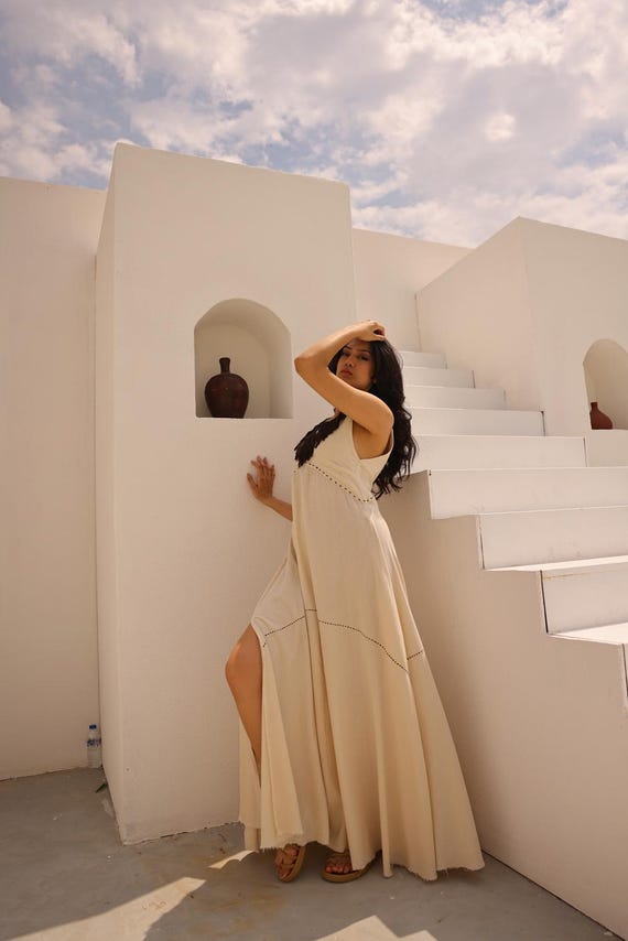 casual goddess dress Tassels Goddess Dress,Bohomian Tassels Wedding Dress,Greek Goddess Dress,Coctail Evening Dress,Off White Beach Dress,Casual Backless Dress