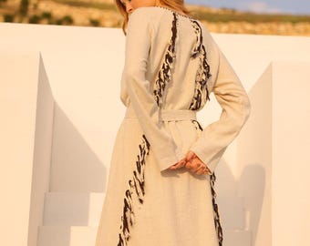 Emroidered Boho Kimono,Bohemian Hippie Cover Up,Organic Cotton Kimono,Asymetric Cardigan,Hippie Short Cardigan,Bohemian Tribal Coat