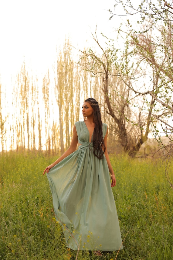 Long Summer Flowy Boho Dress,bohemian Dress,slit Summer Dress,greek Goddess  Dress,helen Dress,wedding Guest Dress,backless Dress - Etsy Canada