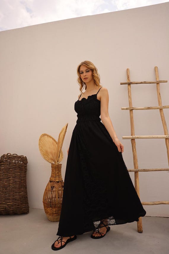 knee length dresses for ladies Floral Lace Maxi Dress for Wedding Guest | Bohemian Asymmetrical Ruffle Gown  with Open Back | Yellow & Pink Summer V-Neck main image 1