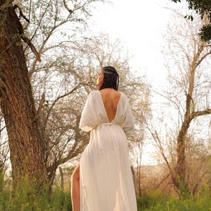 Off White Goddess Dress,Boho Casual Wedding Dress,Summer Wedding Dress Women,Greek Wedding Dress,Bohemian Grecian Dress,Boho Priestess Dress