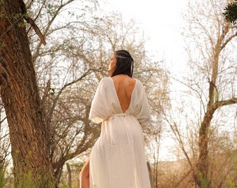 Off White Goddess Dress,Boho Casual Wedding Dress,Summer Wedding Dress Women,Greek Wedding Dress,Bohemian Grecian Dress,Boho Priestess Dress