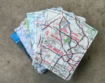 Slim Wallet- Vintage Maps, Postcards of California- Choose 1