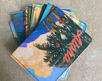 Slim Wallet- Hawaiian Tiki Bar, Surf Art Postcards- Choose 1