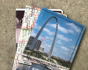 Slim Wallet- Vintage Midwest maps- Choose 1