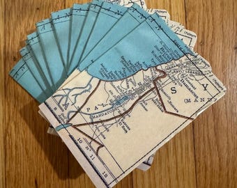 Slim Wallet- Printed 1924 Map of Palestine- LAST ONE