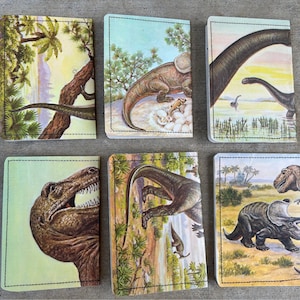 Cartera delgada - Postales vintage de dinosaurios de 1986 - Elige 1