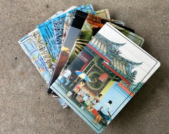 Vintage Slim Wallet- Postcards of Southeast Asia - Choose 1