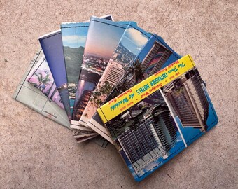 Slim Wallet- Vintage Hawaii Real Postcard or Map- Choose 1