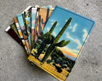 Slim Wallet- Vintage Postcard, Desert Scenes of California- Choose 1