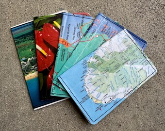 Slim Wallet- Vintage Maui Hawaii Maps and Postcards - Choose 1