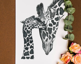 Mother's Love Series 8x10 Print - Giraffe & FREE Shipping